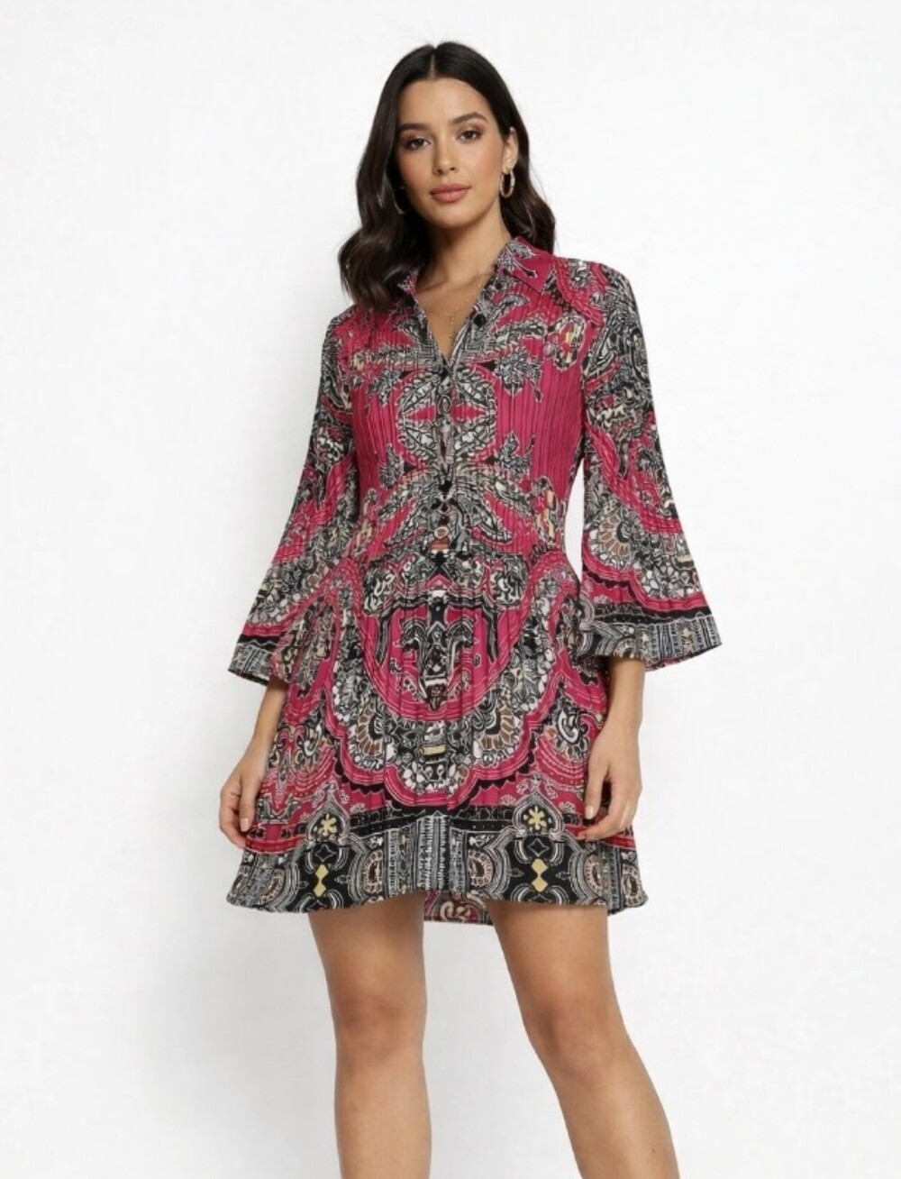 Alfani Plisse Mini Dress Baroque Pink Black 8